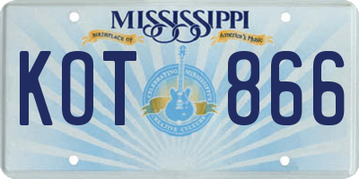 MS license plate KOT866
