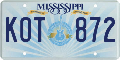 MS license plate KOT872