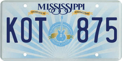 MS license plate KOT875