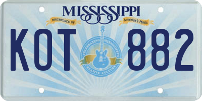 MS license plate KOT882
