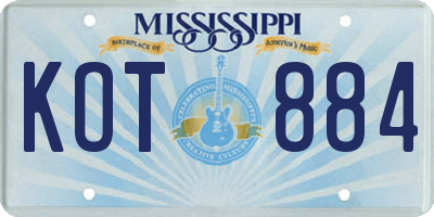 MS license plate KOT884