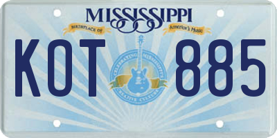 MS license plate KOT885