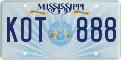 MS license plate KOT888