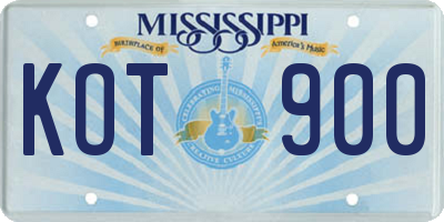 MS license plate KOT900