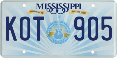MS license plate KOT905