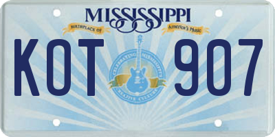 MS license plate KOT907