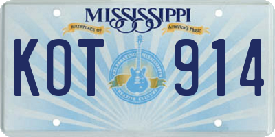 MS license plate KOT914