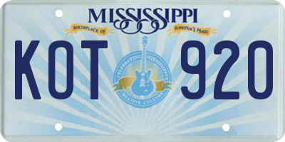 MS license plate KOT920