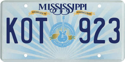 MS license plate KOT923