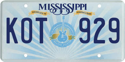 MS license plate KOT929