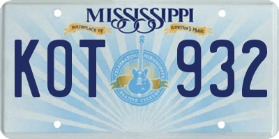 MS license plate KOT932