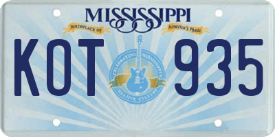 MS license plate KOT935