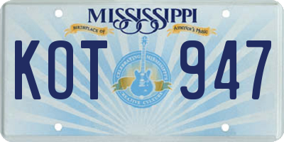 MS license plate KOT947