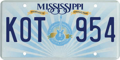 MS license plate KOT954