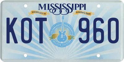 MS license plate KOT960