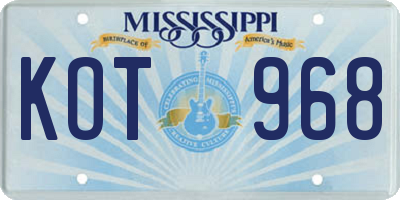 MS license plate KOT968