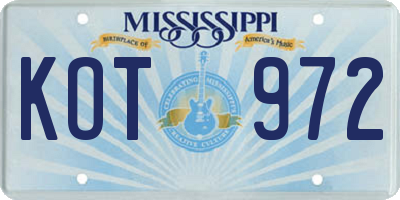 MS license plate KOT972
