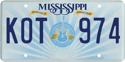 MS license plate KOT974