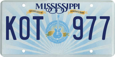 MS license plate KOT977