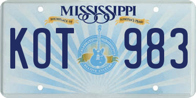 MS license plate KOT983