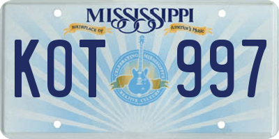 MS license plate KOT997