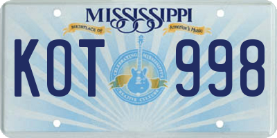 MS license plate KOT998