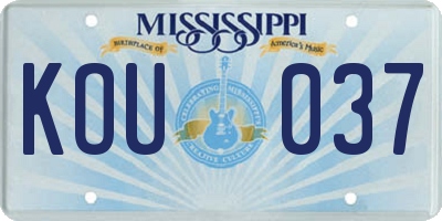 MS license plate KOU037