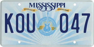 MS license plate KOU047