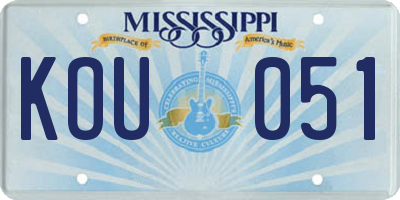 MS license plate KOU051