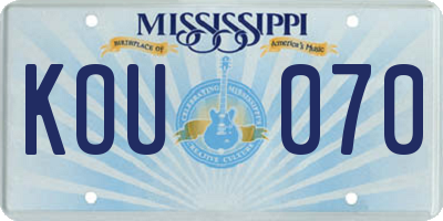 MS license plate KOU070