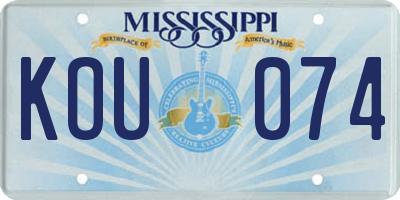 MS license plate KOU074