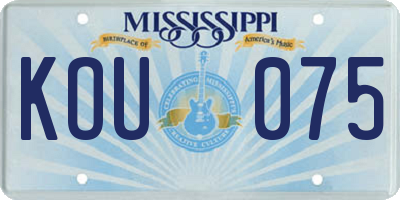 MS license plate KOU075
