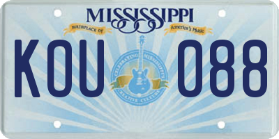 MS license plate KOU088