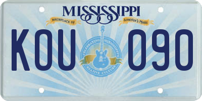 MS license plate KOU090