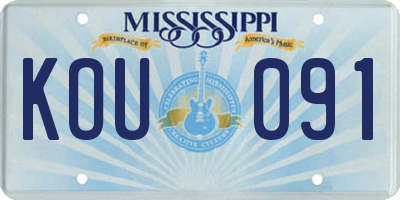 MS license plate KOU091