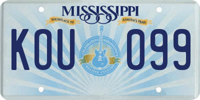 MS license plate KOU099