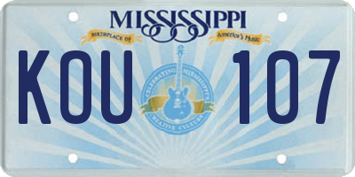 MS license plate KOU107