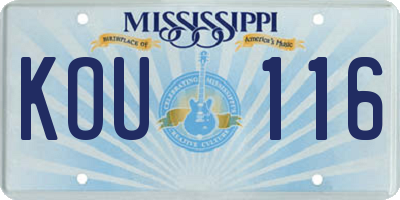 MS license plate KOU116