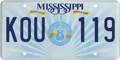 MS license plate KOU119