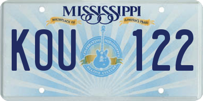 MS license plate KOU122