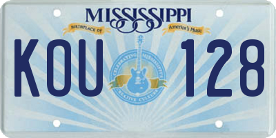 MS license plate KOU128