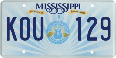MS license plate KOU129