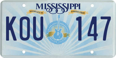 MS license plate KOU147