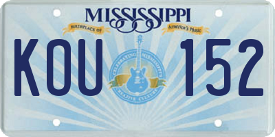 MS license plate KOU152