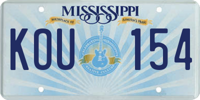 MS license plate KOU154