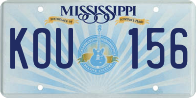 MS license plate KOU156