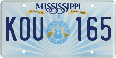 MS license plate KOU165