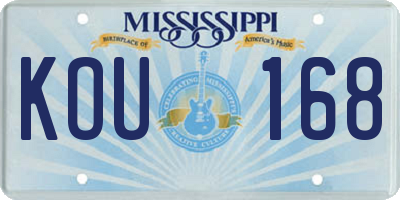 MS license plate KOU168