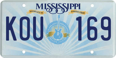MS license plate KOU169