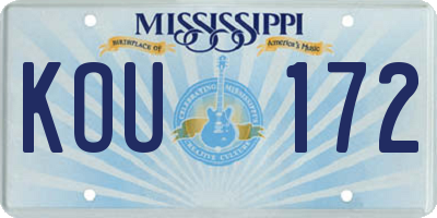 MS license plate KOU172